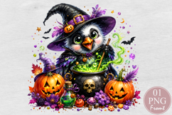 Witch Bird Halloween PNG, Magic Cauldron Owl Sublimation Product Image 1