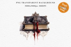 Witch Books Scary Halloween Wizard Clipart PNG Scrapbooking Art Tale Image Watercolor Transparent Print illustration sublimation creepy printable digital