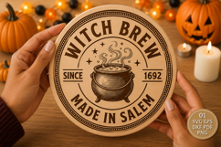 Witch Brew Halloween SVG, Round Wooden Sign Product Image 1