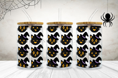 witch cat halloween libbey beer can glass full wrap svg presized template for 16oz and 20oz glass for Cricut Silhouette and sublimation