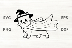 Witch Cat with Cape SVG Product Image 1