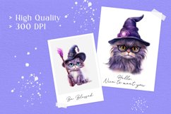 Witch Cats Clipart PNG Watercolor Bundle