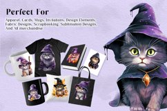 Witch Cats Clipart PNG Watercolor Bundle