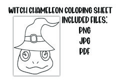 Witch Hat Chameleon Coloring Sheet for Kids Product Image 1