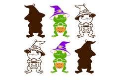 Witch Frog Holding Pumpkin Basket Earrings Laser Cut Design Product Image 3