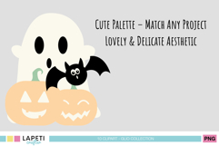 Witch ghost clipart with cauldron, hat and pastel details