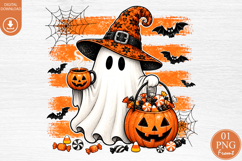 Witch Ghost Sublimation PNG, Halloween Coffee Pumpkin Product Image 1
