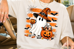 Witch Ghost Sublimation PNG, Halloween Coffee Pumpkin Product Image 2
