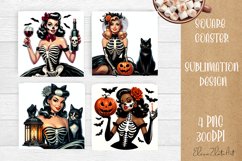 Pin Up Girl Sublimation Coaster | Halloween Square Coaster Product Image 1