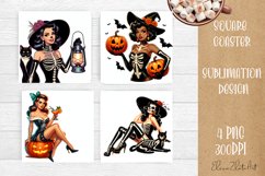 Pin Up Girl Sublimation Coaster | Halloween Square Coaster Product Image 1
