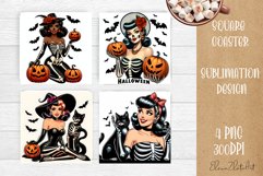 Pin Up Girl Sublimation Coaster | Halloween Square Coaster Product Image 1