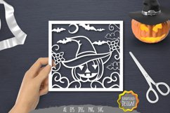 Witch Halloween Pumpkin Papercut SVG Product Image 1