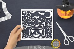 Witch Halloween Pumpkin Papercut SVG Product Image 1