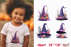 Fairy witch hat with treats pastel Halloween Boo clipart PNG Product Image 1