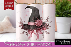 Witch Hat Cute Tumbler Wrap Pink Halloween Tumbler PNG Product Image 1