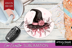 Witch Hat Cute Car Coaster Pink Halloween Coaster PNG Product Image 1