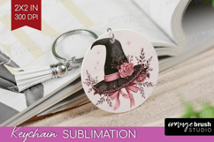Witch Hat Cute Keychain PNG Pink Halloween Keychain Product Image 1
