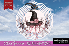 Witch Hat Cute Wind Spinner Sublimation PNG Pink Halloween Product Image 1