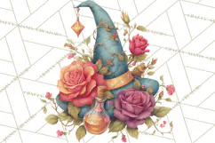 Witch Hat Floral Tattoo PNG Clipart Full Color Digital Art Product Image 2