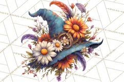 Witch Hat Floral Tattoo PNG Clipart Full Color Digital Art Product Image 3