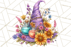 Witch Hat Floral Tattoo PNG Clipart Full Color Digital Art Product Image 4