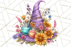 Witch Hat Floral Tattoo PNG Clipart Full Color Digital Art Product Image 4