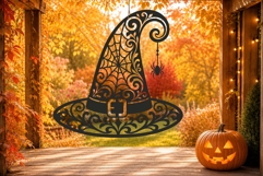 Witch Hat Spider Halloween SVG Laser Cut Ornament