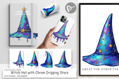 Digital Paper Chrome Star Witch Hat Product Image 1