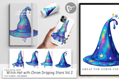 Digital Paper Chrome Star Witch Hat Product Image 1