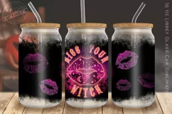 Halloween 16 oz libbey can glass, witch glass tumbler png Product Image 1