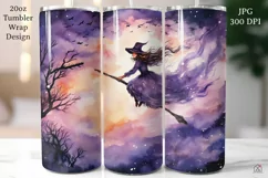 Witch 20oz Tumbler Wrap JPG Halloween Sublimation Design Product Image 1