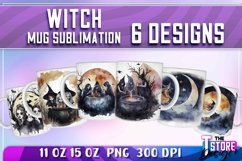 Witch Mug Sublimation|Halloween Mug Wrap 11 0z |Witch PNG v2 Product Image 1