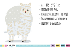 Adorable spooky alpaca Halloween digital graphics for classroom decorations and seasonal DIY projects