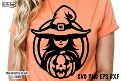 Halloween Pumpkin Witch SVG White & Black PNG Product Image 2