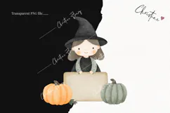 Cute Halloween Witch Sign Clipart | Halloween PNG Product Image 2