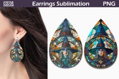 Stained Glass Teardrop Earrings | Witch Earrings Sublimation Product Image 1