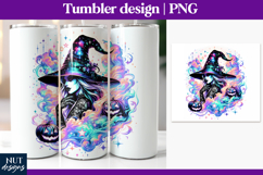 Neon Witch Tumbler PNG Witch with glowing rainbow smoke Product Image 1