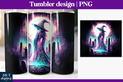 Neon Graveyard Witch Tumbler 20Oz Witch with black dress Product Image 1