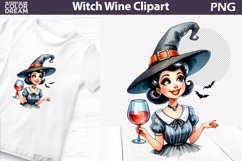 Funny Witch Wine Clipart | Witch Sublimation Product Image 1