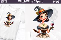 Funny Witch Wine Clipart | Witch Sublimation Product Image 1