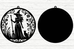 Witch with Broom Halloween SVG Laser Cut Product Image 2