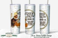 20 oz Skinny Tumbler Sublimation | Vintage Witch Brew Drink Product Image 2