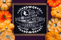 witches brew craft beer farmhouse sign white on black