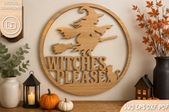 Witches Please Flying Witch Halloween Laser Cut SVG Product Image 1