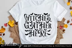 Witches Gather Here Spooky Halloween Sign SVG PNG EPS DXF Product Image 3