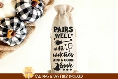 Halloween Wine Bag SVG | Pairs Well With Witches and A Book Product Image 1