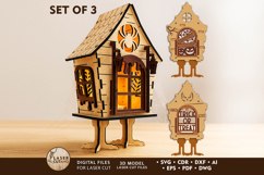 Halloween Lantern Set 3 Designs - Witch&#039;s Hut &amp; Spooky Decor Product Image 1