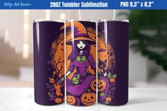 Halloween 20 OZ Skinny Tumbler Sublimation | Witch PNG Product Image 1