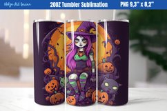 Halloween 20 OZ Skinny Tumbler Sublimation | Witch PNG Product Image 1