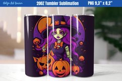 Halloween 20 OZ Skinny Tumbler Sublimation | Witch PNG Product Image 1
